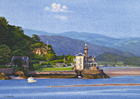 A painting of evening light on the Mawddach Estuary by Margaret Heath RSMA.